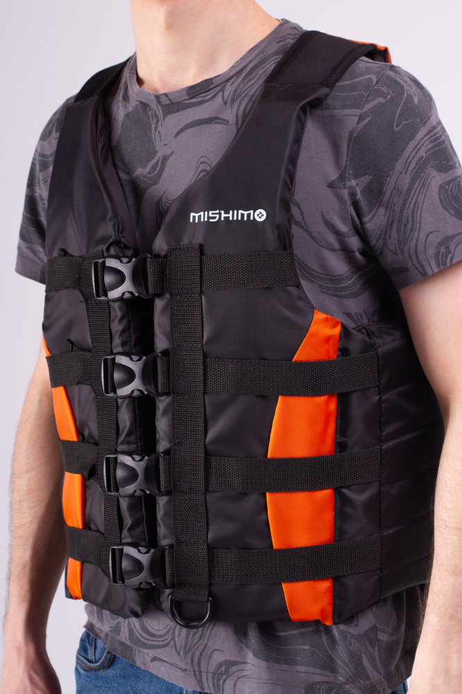 Жилет спасательный MISHIMO PRO Премиум качества Черно-оранжевый в Ярославле