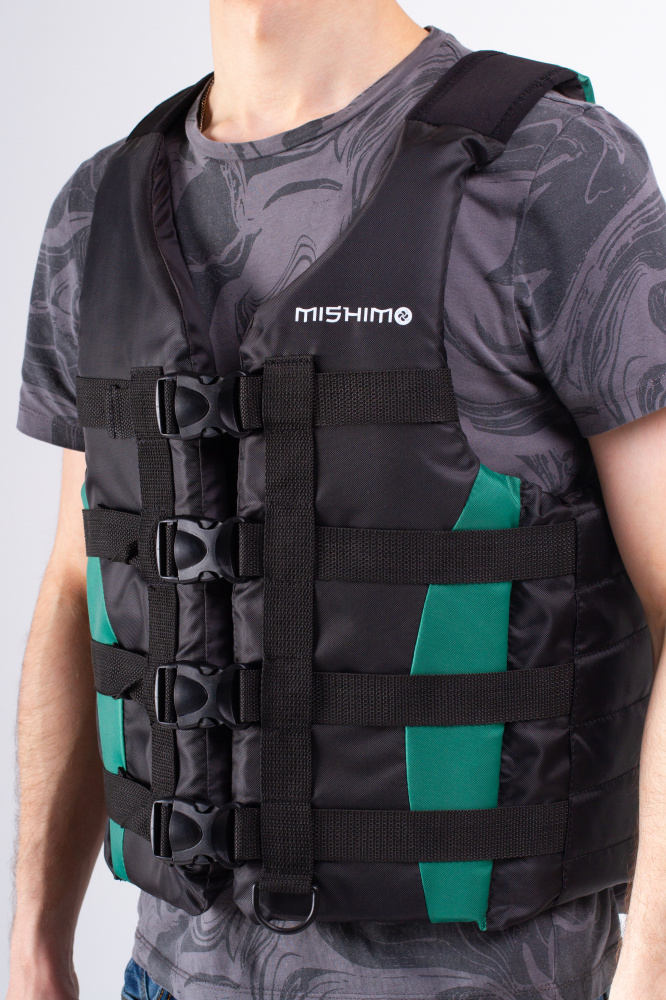 Жилет спасательный MISHIMO PRO Премиум качества Черно-зеленый в Ярославле
